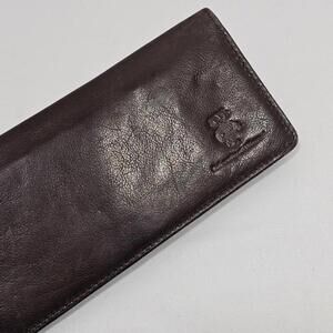 Genunie Leather University Of Wisconsin Wallet. Organized Zipper Pockets Brown